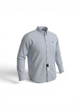 NEW! Polo Ralph Lauren Men's Blue Striped Button-Down Shirt XXL Classic Fit